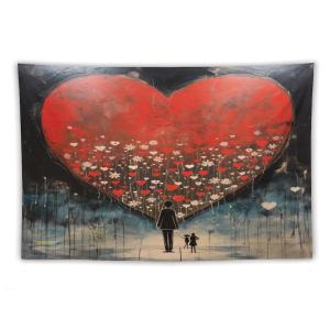 【並行輸入品】 MaSiledy Red Heart Tapestry Wall Hanging Love Heart Bedroom Tape