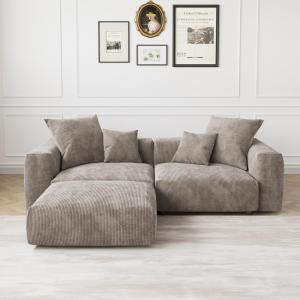 【並行輸入品】 JACH Sectional Couch Sofa with 4 Pillows, Modern Corduroy Modula