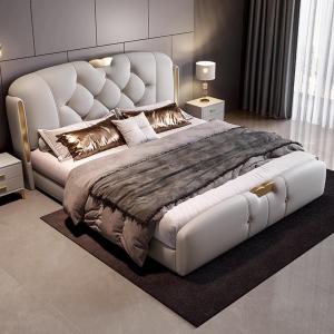 【並行輸入品】 OUDINI Modern Simple Leather Bed Frame Queen Full Size Bed Frame