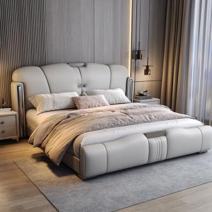 【並行輸入品】 OUDINI Light Luxury Modern Leather Bed Modern King Size Upholste