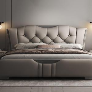 【並行輸入品】 OUDINI Genuine Leather Light Luxury Bed Frame Under Bed Storage
