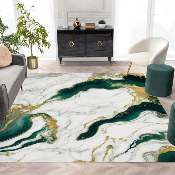 【並行輸入品】 Marble Swirl Modern Abstract Emerald Green...