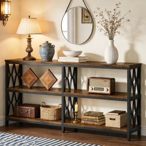 【並行輸入品】Tribesigns 長さ71インチ コンソールテーブル 収納棚付き 工業用 3段ソファテーブル リビングルーム用 玄関テーブル