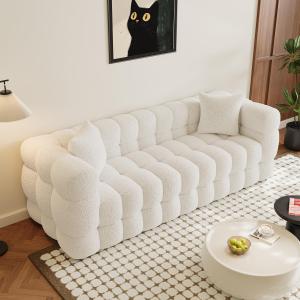 【並行輸入品】Wrofly Boucleソファカウチ、80インチ 快適な布張りのシェルパソファ、タフテッドコージー3人掛けディープシートクラウド