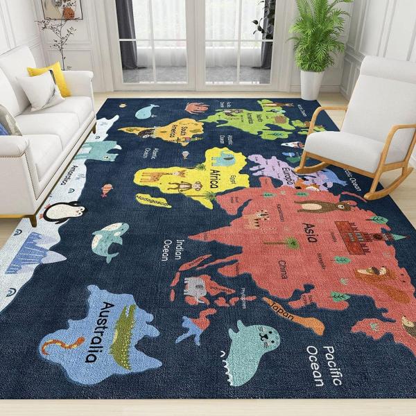 【並行輸入品】 ERAYNA 3x4 Area RugsChildren'S Animal Worl...