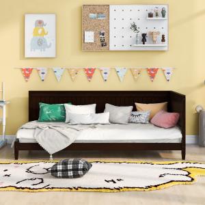 【並行輸入品】 Gustonhon Espresso Twin Day Bed Frame, Wood Corner Daybed Sofa B