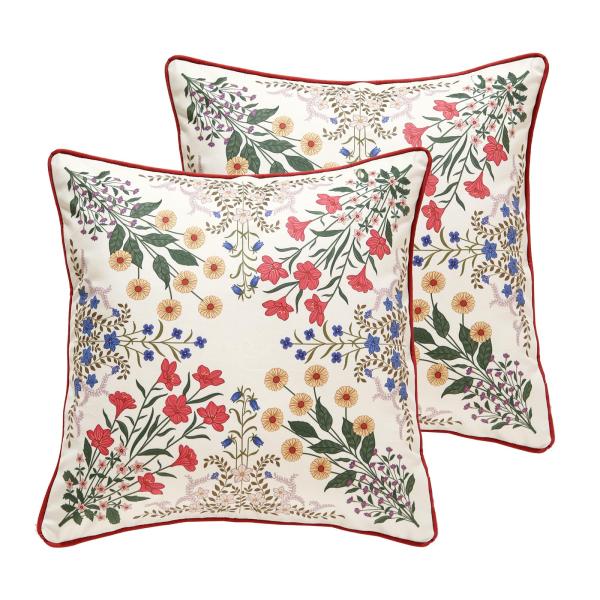 【並行輸入品】ISAENNE デザイン スクエア ヴィンテージ フローラル スロー 枕カバー 45....