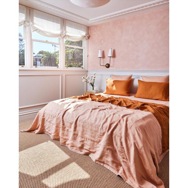 【並行輸入品】ベッドスレッドテラコッタ&amp;ラストツートンキルト。 Bed Threads   Line...