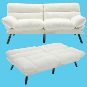 【並行輸入品】Anwick モダン布団 カウチ ベッド ソファ:テディファブリック クイックフォールディング アームレスト省スペース コンバーチ