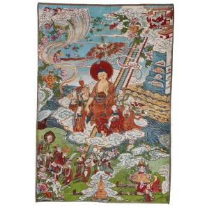 【並行輸入品】GEYCHAO シルク刺繍 チベット タンカ 仏教 釈迦牟尼 万 仏 タンカ 壁掛け ホームデコレーション タペストリー 瞑想 G