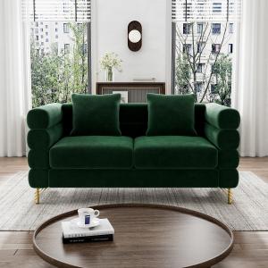 【並行輸入品】Wrofly クラウド カウチ ラブシート 59インチ、モダンな詰め物の深いシートベルベットソファ 枕2枚付き 大きな布張り 2人