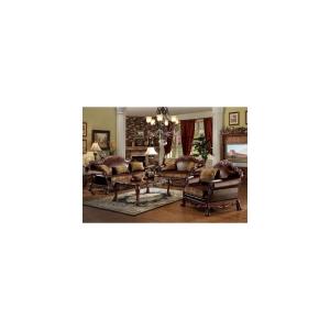 【並行輸入品】 HomeStock Antique Ambiance Sofa with 3 Pillows, Brown PU & Cheni