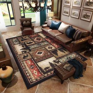 【並行輸入品】 Qmkmyy Black Forest Bear Deer Patchwork Area Rugs Lodge Cabin Ru