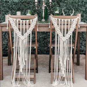 【並行輸入品】 Somsiwey 2Pacs Macrame Chair Covers for Wedding Hand Tied Boho C