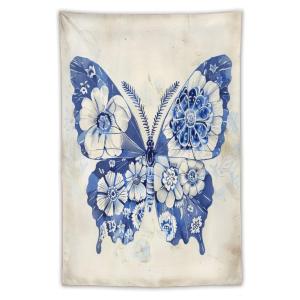 【並行輸入品】 MaSiledy Tapestry Blue And White Porcelain Floral Butterfly Prin