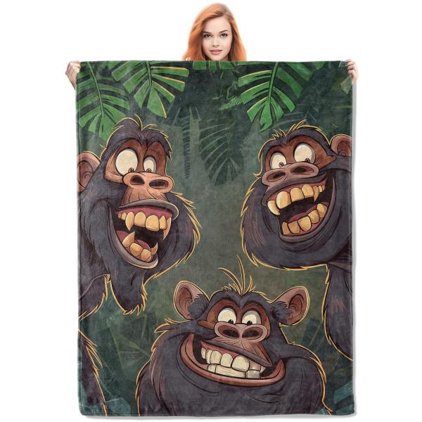 【並行輸入品】VANZEV ファニーゴリラブランケット、かわいいカートゥーンゴリラフランネルスローブ...