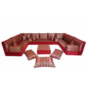 【並行輸入品】 arabicsofa Handmade Red Arabic Floor Set Majlis & Jalsa Seatin