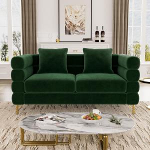 【並行輸入品】OUYESSIR クラウドソファソファ リビングルーム用 59インチ 快適なディープシート ベルベット ラブシートソファ 枕2個と