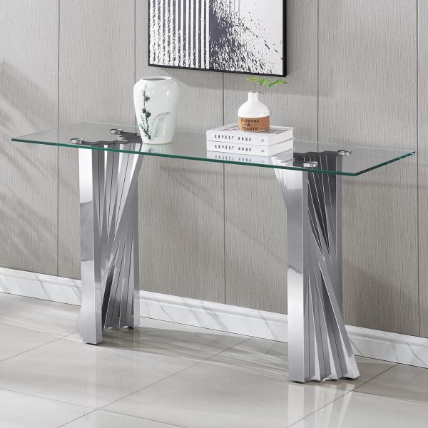 【並行輸入品】 ModaWhly Glass Console Table, Silver Moder...