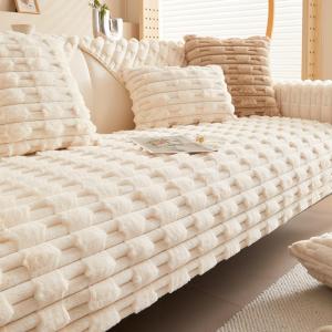 【並行輸入品】 YOCOVER Fluffy Sofa Couch Cover, Fuzzy Shaggy 1 2 3 4 Seat Secti