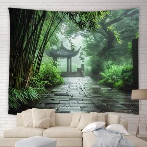 【並行輸入品】 AMFD Japanese Tapestry Green Bamboo Forest Park Garden Spa Zen N