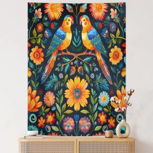 【並行輸入品】 Ioracida Mexican Otomi Bird Tapestry, Colorful Birds Floral Wall