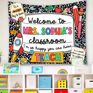 【並行輸入品】 Lalamoon Composition Notebook Classroom Decor Welcome Tapestry W