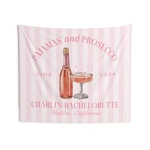 【並行輸入品】 BBLI Personalized Bachelorette Party Tapestry, PJs and Prosecco