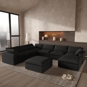 【並行輸入品】 Cloud Couch Modular Sectional Sofa with Storage Ottomans,Oversiz
