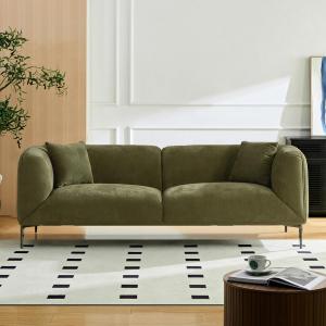 【並行輸入品】YOPENG 89インチ ベルベットクラウドソファ モダンな布張り 3人掛けソファ 枕2枚付き ふわふわで柔らかいディープソファ
