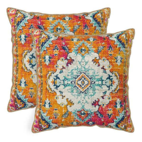 【並行輸入品】 aportt Boho Vintage Carpet Velvet Pillow C...