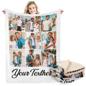 【並行輸入品】 Custom Sherpa Fleece Photo Blanket Soft Thick Warm Fluffy Thro