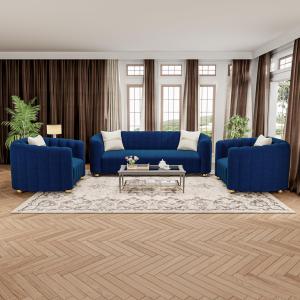 【並行輸入品】yunqishi KEAI ベルベットタフテッドソファセット リビングルーム用 モダンデザイン ソファセット ゴールドメタルボール