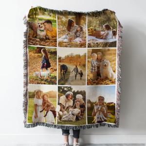 【並行輸入品】 iBedding Custom Woven Tapestry Blanket with Photo Personalized