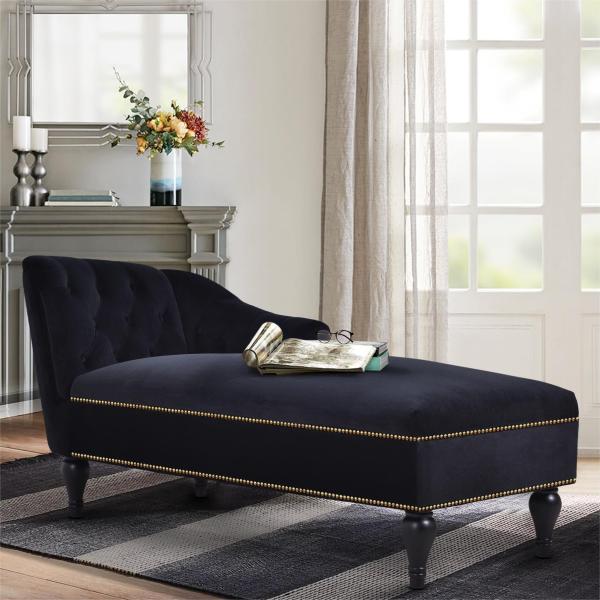 【並行輸入品】 THINK 30 Velvet Chaise, Button Tufted Righ...