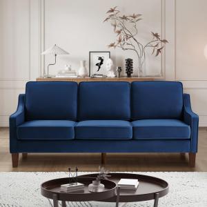 【並行輸入品】 GOAWGO Modern Velvet Sofa with Extra Deep Seats, 3 Seat Cloud Co