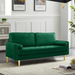 【並行輸入品】CDBBIB ラブシートソファ、66.9インチモダンベルベットスモールソファ、ミニカウチ、ボタンタフテッド布張りのソファ、小さなラ