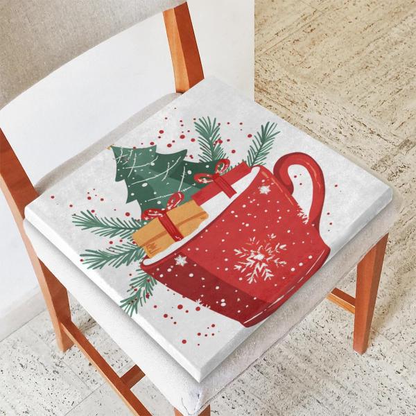 【並行輸入品】 Square Chair Cushion Seat Cushion Christma...