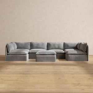 【並行輸入品】 Anabei Modular Washable 6 Seater Open Ends U Sectional + Ottoman