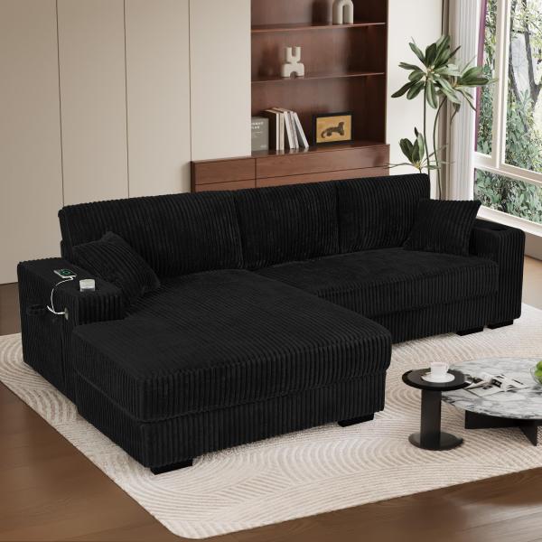 【並行輸入品】ONEMMLION 快適なL字型セクショナルソファ リビングルーム用 111インチ オ...