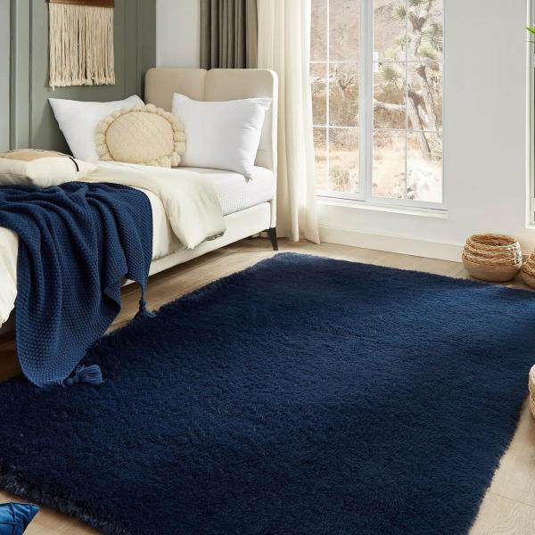 【並行輸入品】 Floralux 5x7 Rugs for Living Room, Dark Bl...