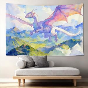 【並行輸入品】PailailaiNest ウォールアートタペストリー パステルパープル ドラゴン ファンタジー マウンテンタペストリー リビング