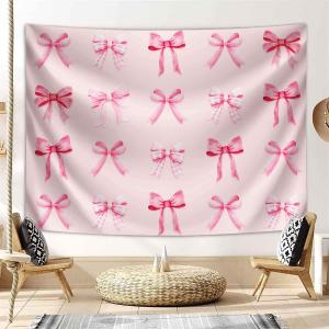 【並行輸入品】 Simsant Coquette Pink Bow 60x50 Tapestry, Wall Blanket Room Deco
