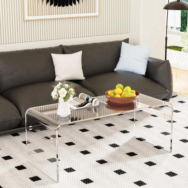 【並行輸入品】MESAILUP プレミアムアクリルコーヒーテーブル、長さ40インチ x 幅18インチ...