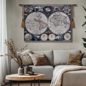 【並行輸入品】 ORIMONY Vintage World Map Tapestry, Vintage Woven Tapestry Wall