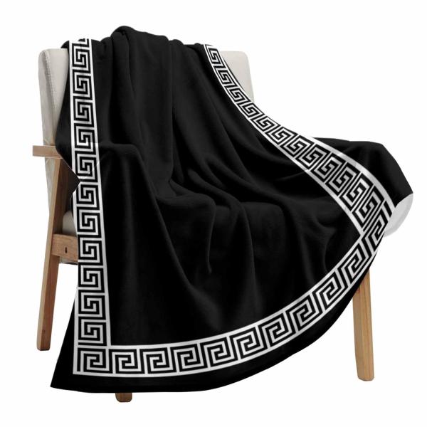 【並行輸入品】 Throw Blanket Geometric Greek Key Design B...
