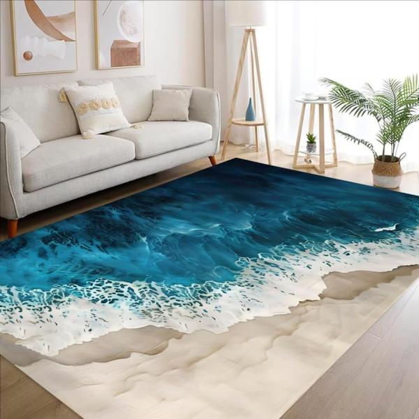 【並行輸入品】 Ocean Beach Theme 2x3 Area Rug with Deep B...