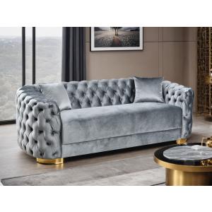 【並行輸入品】THSUPER 89インチ ラグジュアリー ビクトリア朝 ベルベット カウチ 3人掛け ヴィンテージ ボタン 房付き チェスターフ