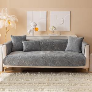 【並行輸入品】Nestiva ベルベット 洗濯可能 ソファカバー ベッドカバー 厚手 ソフトソファカバー クッション3枚用 滑り止め カウチカバ