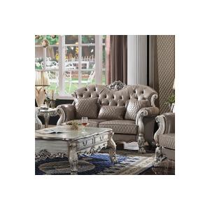 【並行輸入品】 Maykoosh Loveseat with Pillows, Bone White PU Leather Sofa